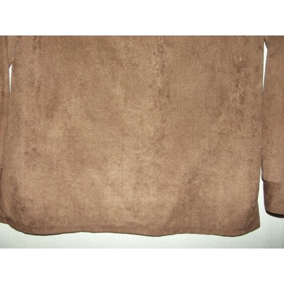 WFF Farah Shirt Mens Sz Large Brown Faux Suede Shacket pocket flaps button down - Picture 11 of 11